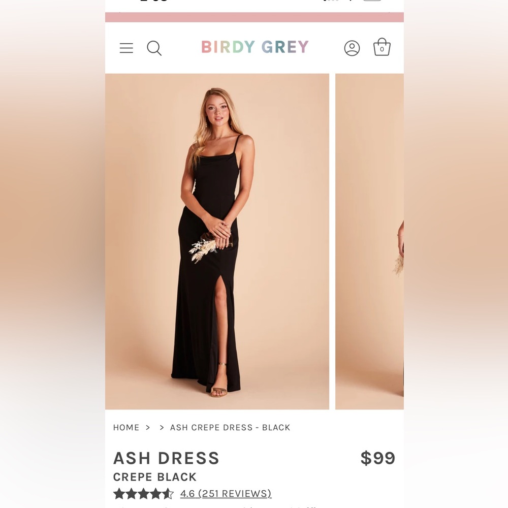 Black Crepe Birdy Grey Bridesmaid Dress